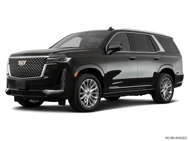 Black luxury SUV with sleek design and chrome accents on isolated white background.